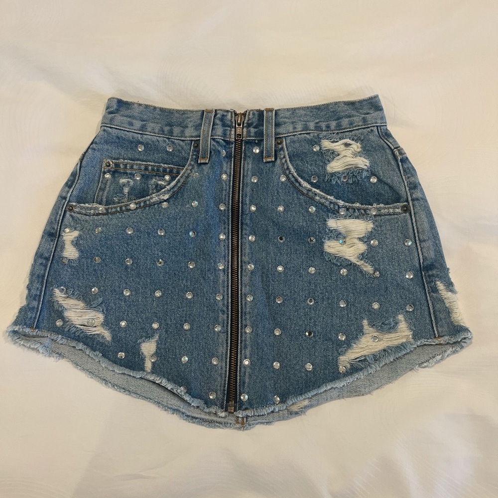 CARMAR diamond studded denim skirt from LF